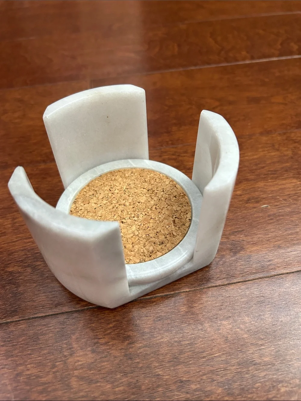 Vintage Marble and Cork Round Drink Coasters - Set of 6